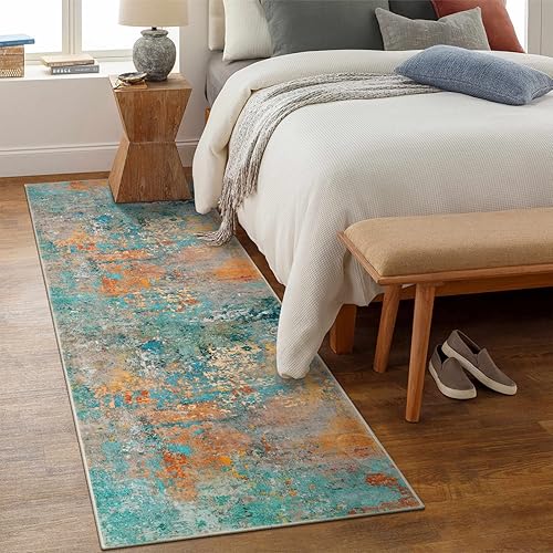 Miniatura 146 de Morebes Alfombra de cocina lavable abstracta de 2 x 3 pulgadas, colorida alfombra de baño pequeña, antideslizante, suave, alfombra