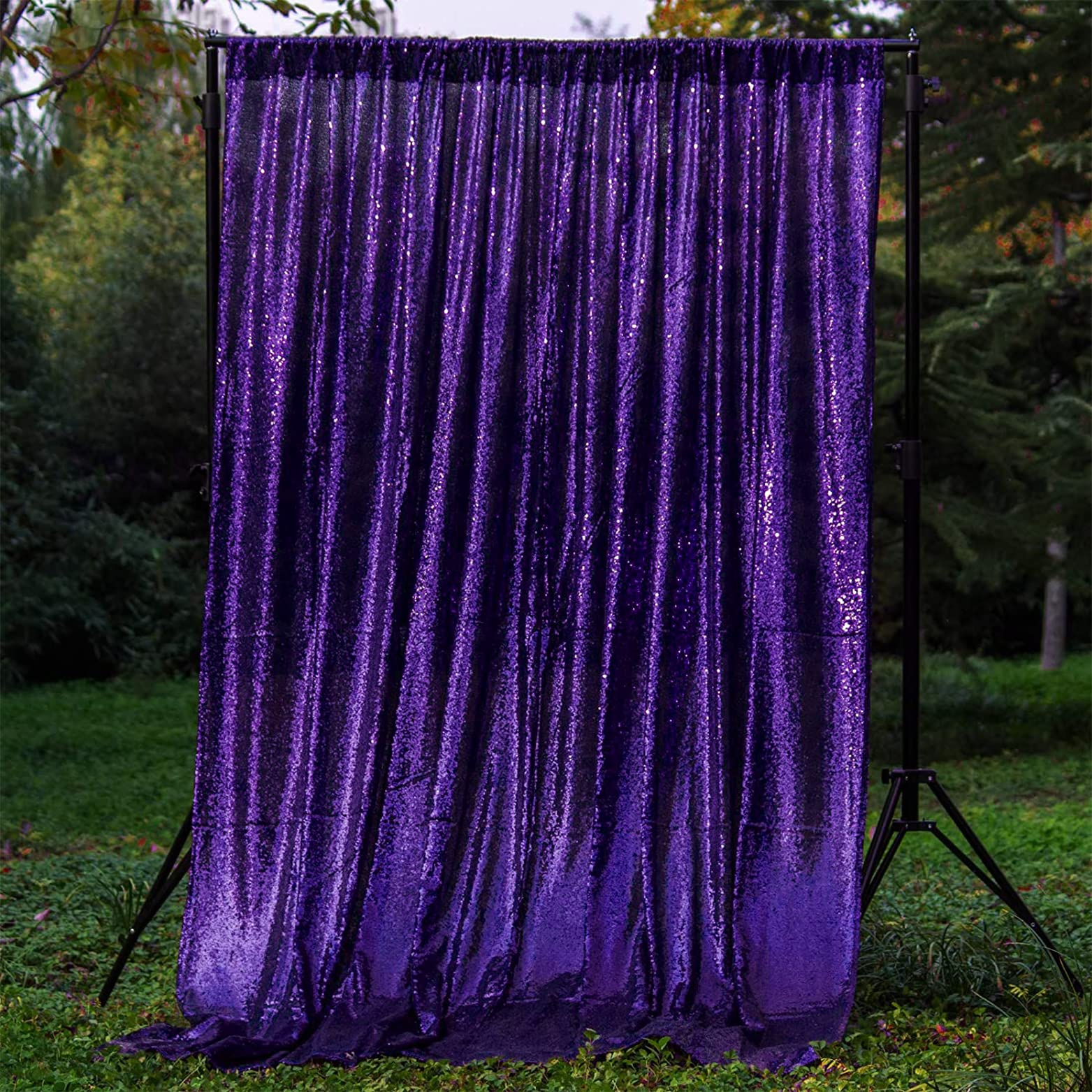 JYFLZQ Purple Sequin Backdrop Curtains 2ft x 8ft 2 Panels Glitter Photo Booth Backdrops Sparkly Photography Background Drapes for Parties Wedding Bridal Showers