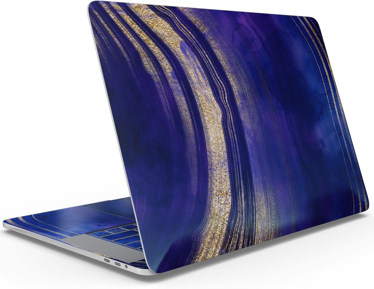 DesignSkinz - Vivid Agate Vein Slice Blue V2 - Full-Body Wrap Protective Decal Skin Kit Compatible with MacBook 13" Pro M1 (A2338)