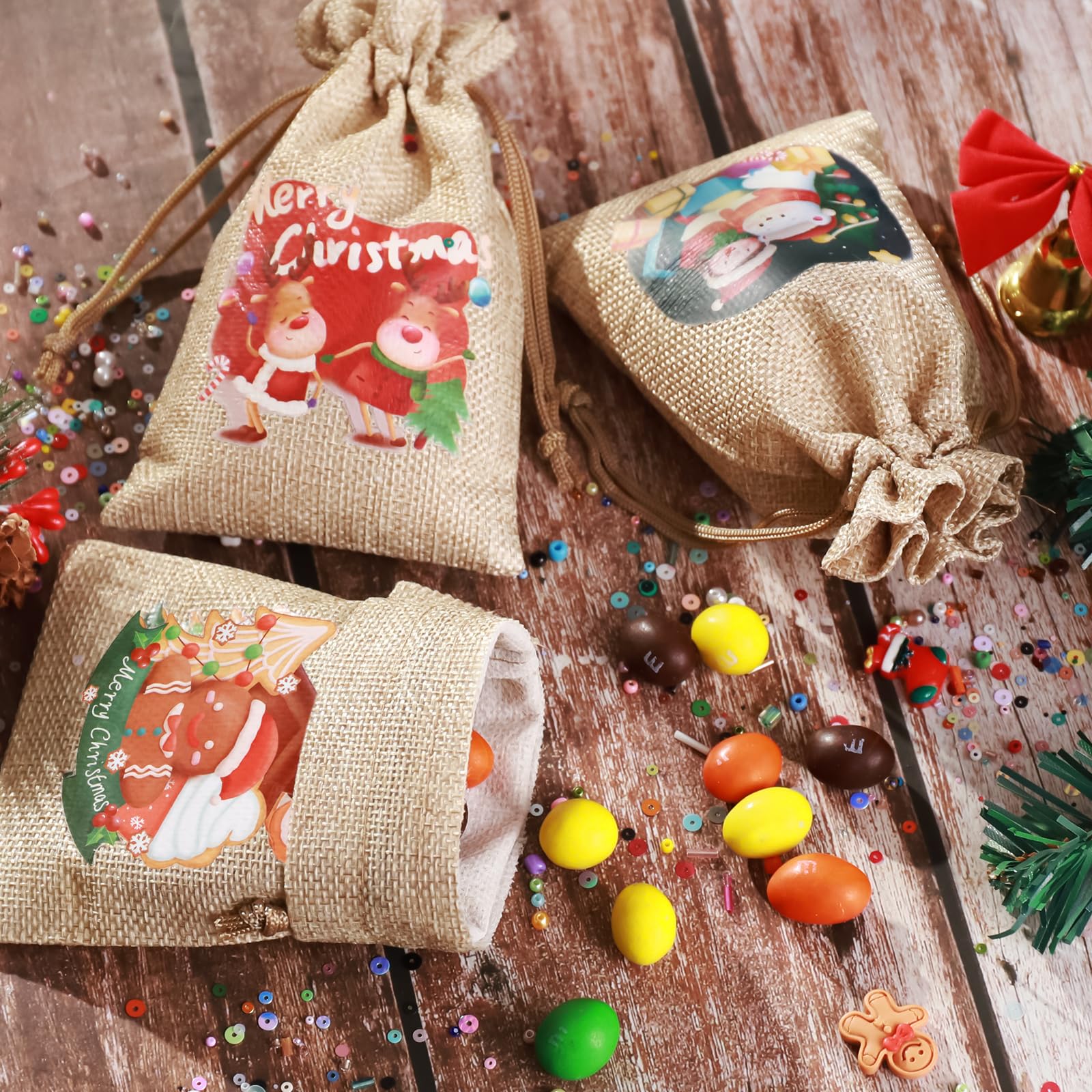 24pcs Sacs En Jute Avec Cordon De Serrage Sacs De Cadeau Sacs De Rangement Pour No L 18x13cm 241679