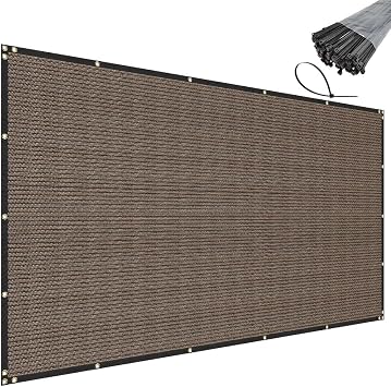 SunnyRoyal 16x59 Privacy Fence Screen 180GSM Heavy Duty Windscreen Net Fabric Cloth with Brass Grommets Perspective Block UV Resistant Commercial Grade for Outdoor Patio Backyard Garden, Brown