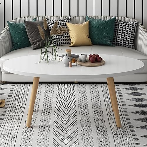 Miniatura 2 de Mesa auxiliar ovalada, mesa auxiliar de madera moderna con patas de madera maciza, mesa auxiliar de exhibición de muebles pequeños, mesa de té de