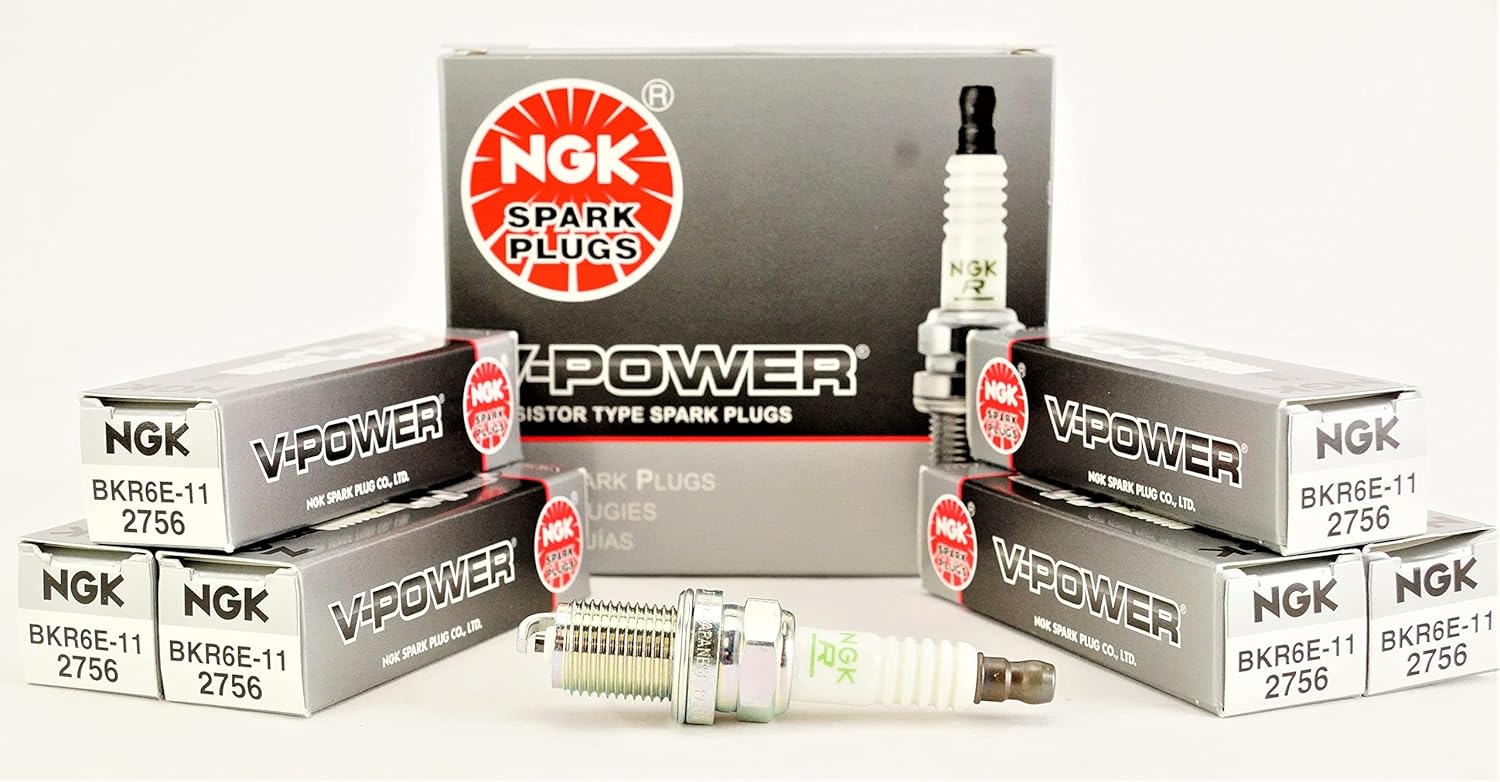 NGK 2756 V-Power Resistor Type Spark Plugs BKR6E-11 (6 Pack)