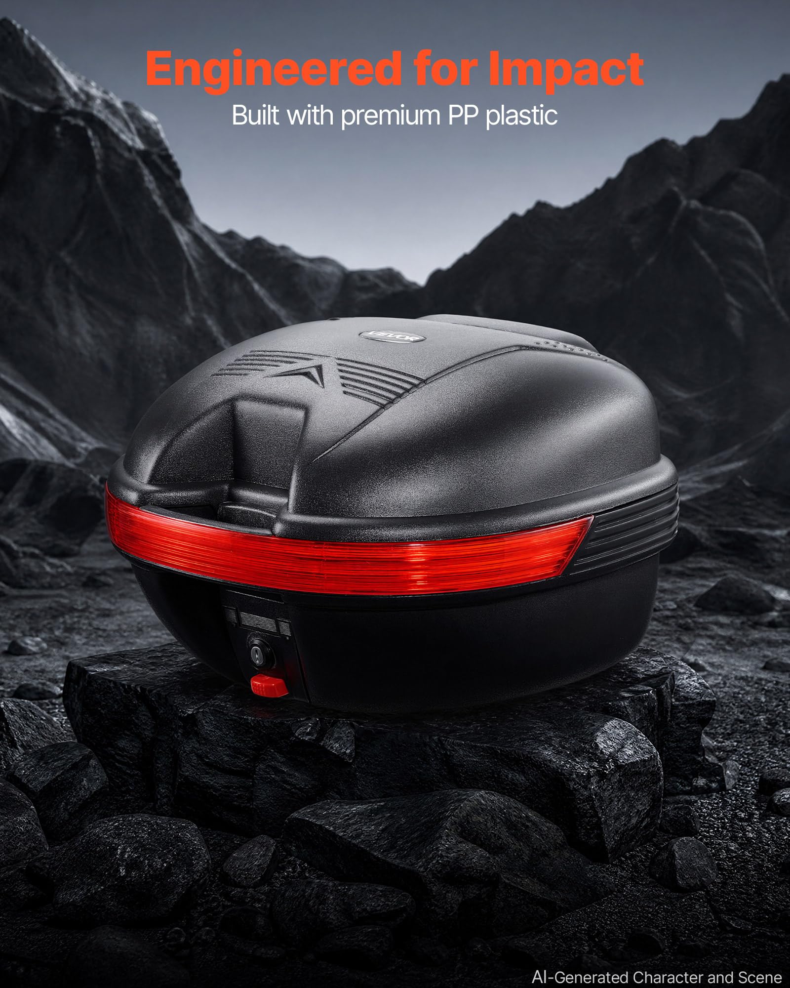 VEVOR Top Case de Moto 30 L Coffre Arrière Universel Imperméable en PP