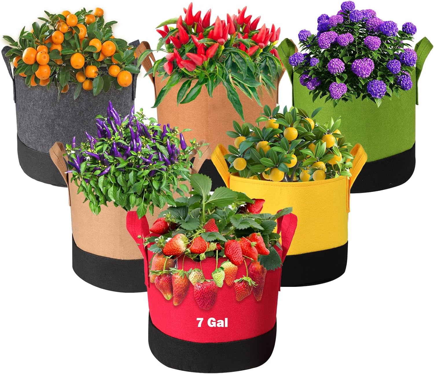 Xmpmrb Grow Bags 5Gal/7Gal/10Gal * 2 ，6 Pack Vegetable