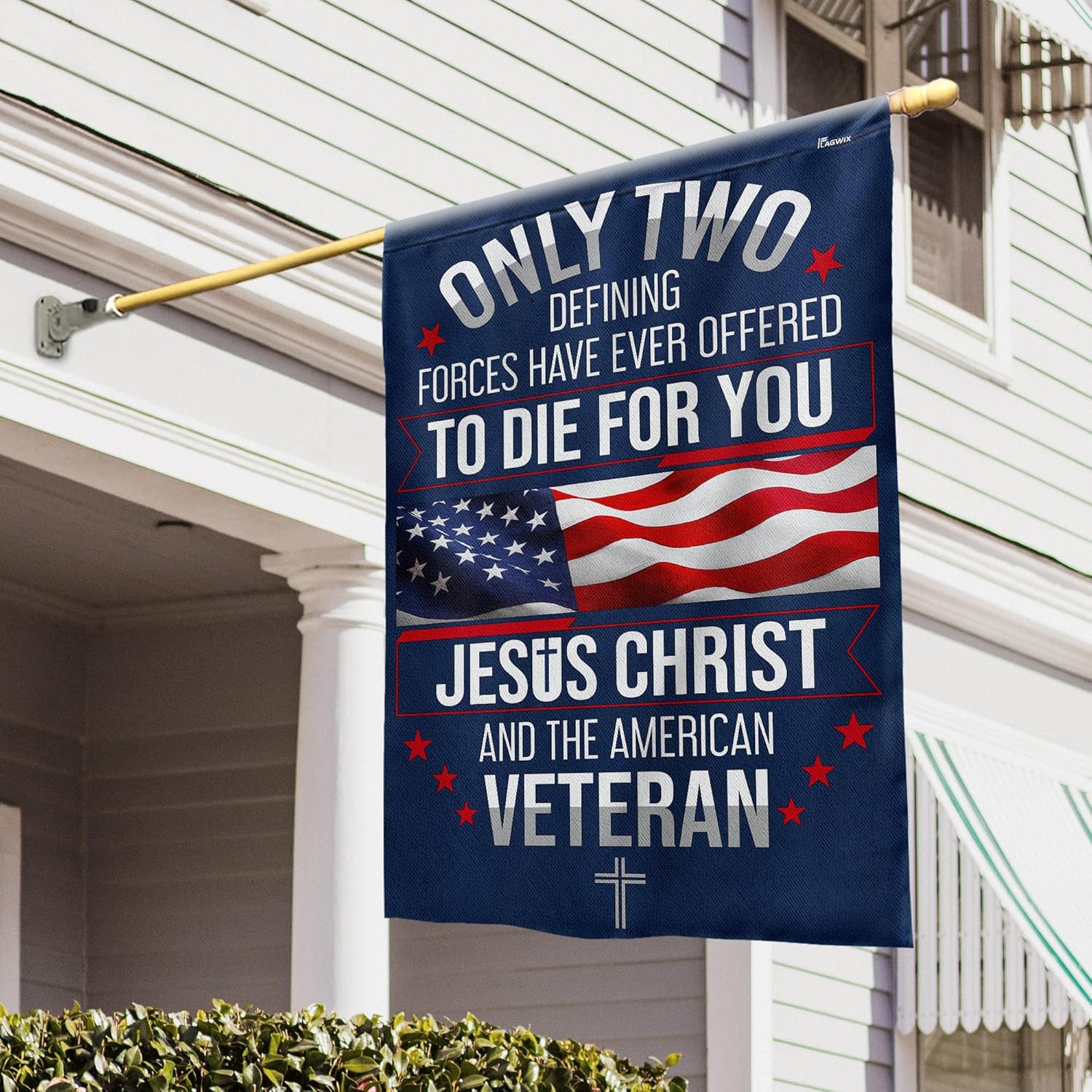FLAGWIX Outdoor Army Veteran Flag - Only Two Defining House Flags for Outside 29.5" x 39.5" - 4th of July Memorial Day Decorations for Garden Decor, Christian Flag for Veterans Day