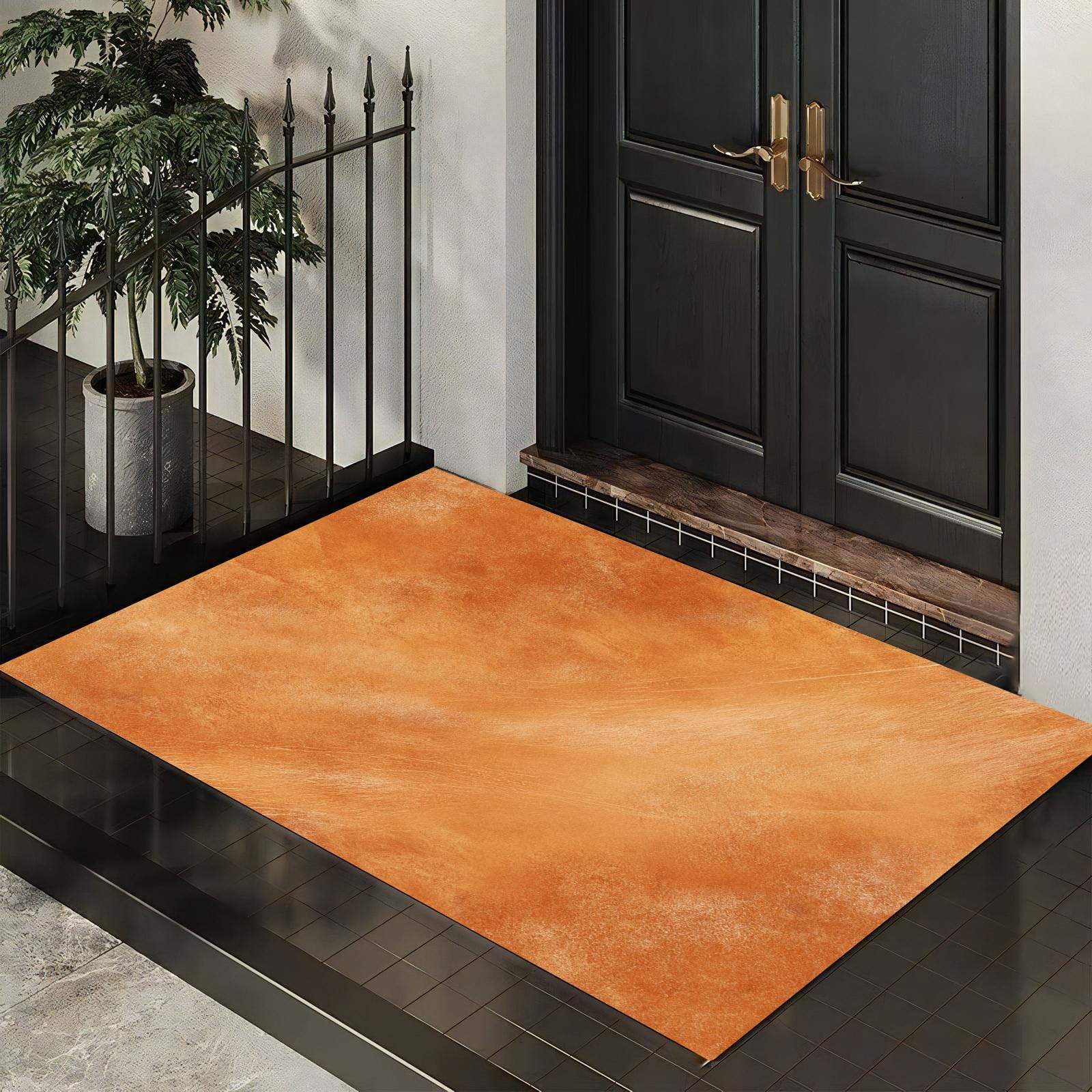 Alfombras Suaves y esponjosas,Textura Natural para Interiores, Antideslizantes Lavables,90 x 150 cm para Interiores Puerta Delantera Entrada Pasillo - Naranja