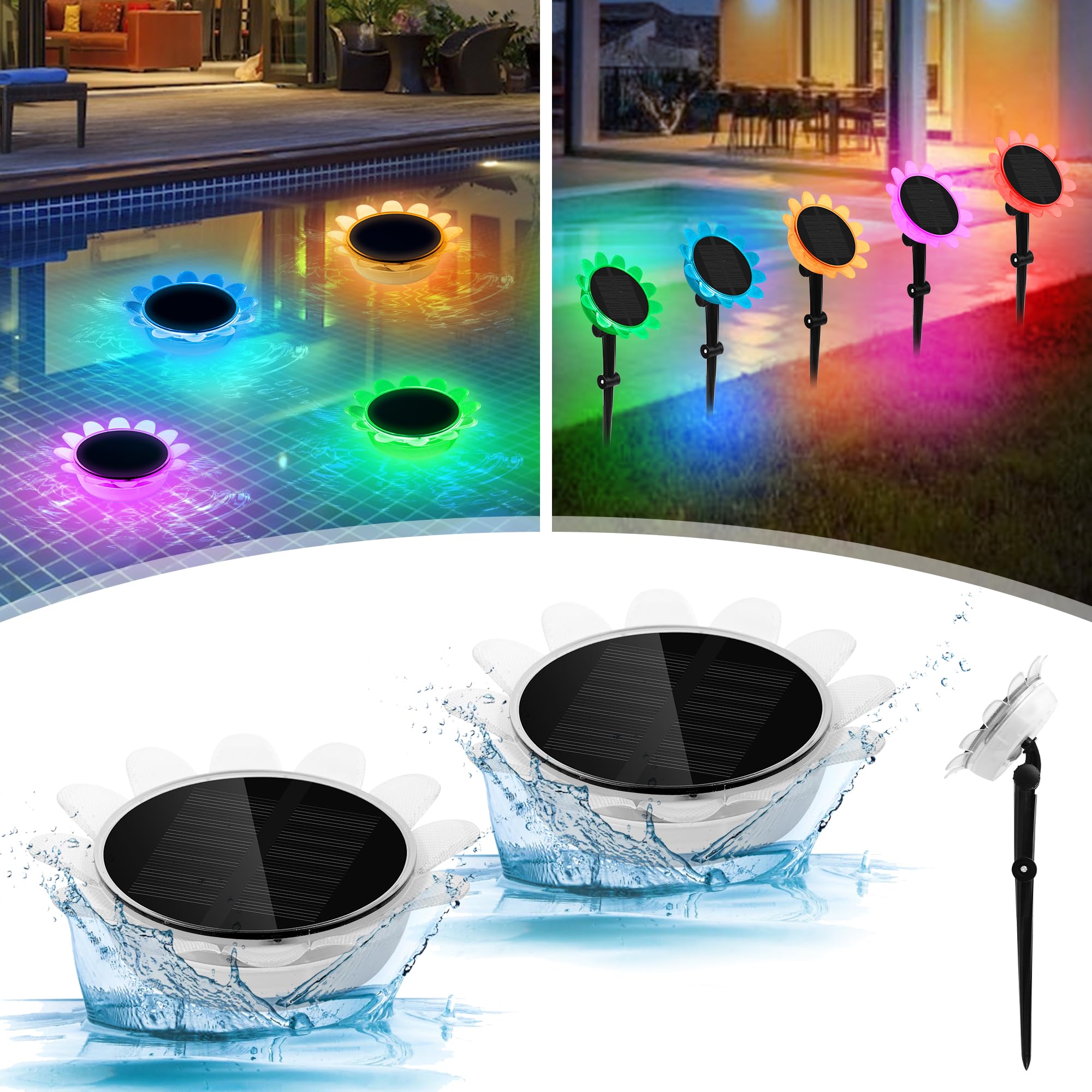 Luci LED Subacquee Solari NATPOW Per Piscina - 3 In 1 Con Cambio Colore RGB, IP68 Impermeabile - Foto 7