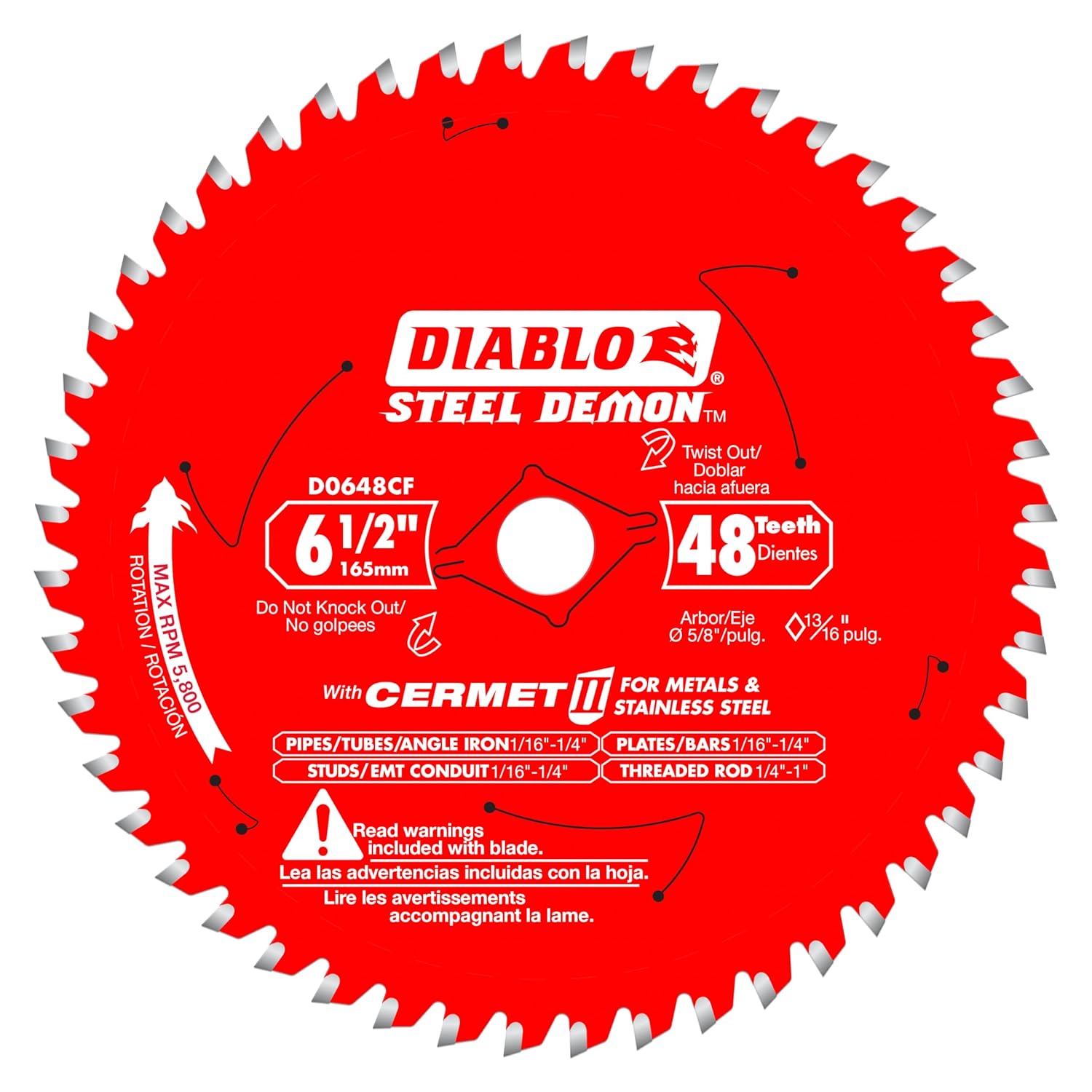 Diablo Steel Demon Cermet II Saw Blade for Medium Metal - Triple Chip Cutting Action - 14" x 72-Teeth, 1800 Max RPM - D1472CF