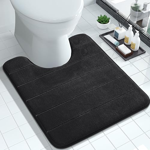 Miniatura 5 de Tapete de baño de espuma viscoelástica en forma de U, suave y cómodo, súper absorción de agua, antideslizante, grueso, lavable a máquina y más fácil