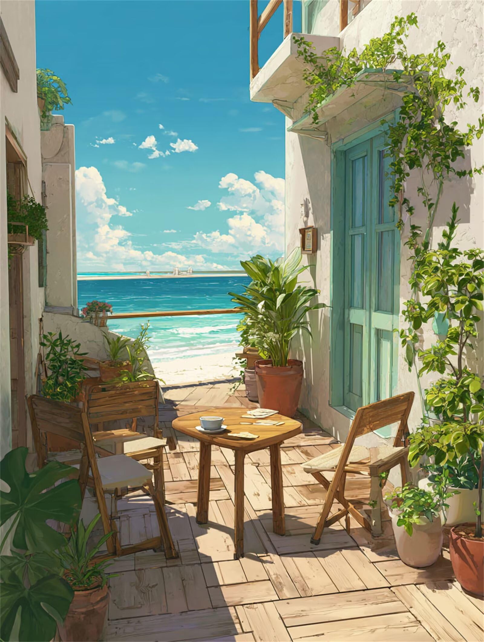 Dipingere con i Numeri Adulti balcone, mare Dipingere con i Numeri Bambini DIY Kit, Set Premium con Pennelli, Decorazione Casa & Creativo Regalo di Compleanno, Attività di Tempo libero 70x95cm z-461