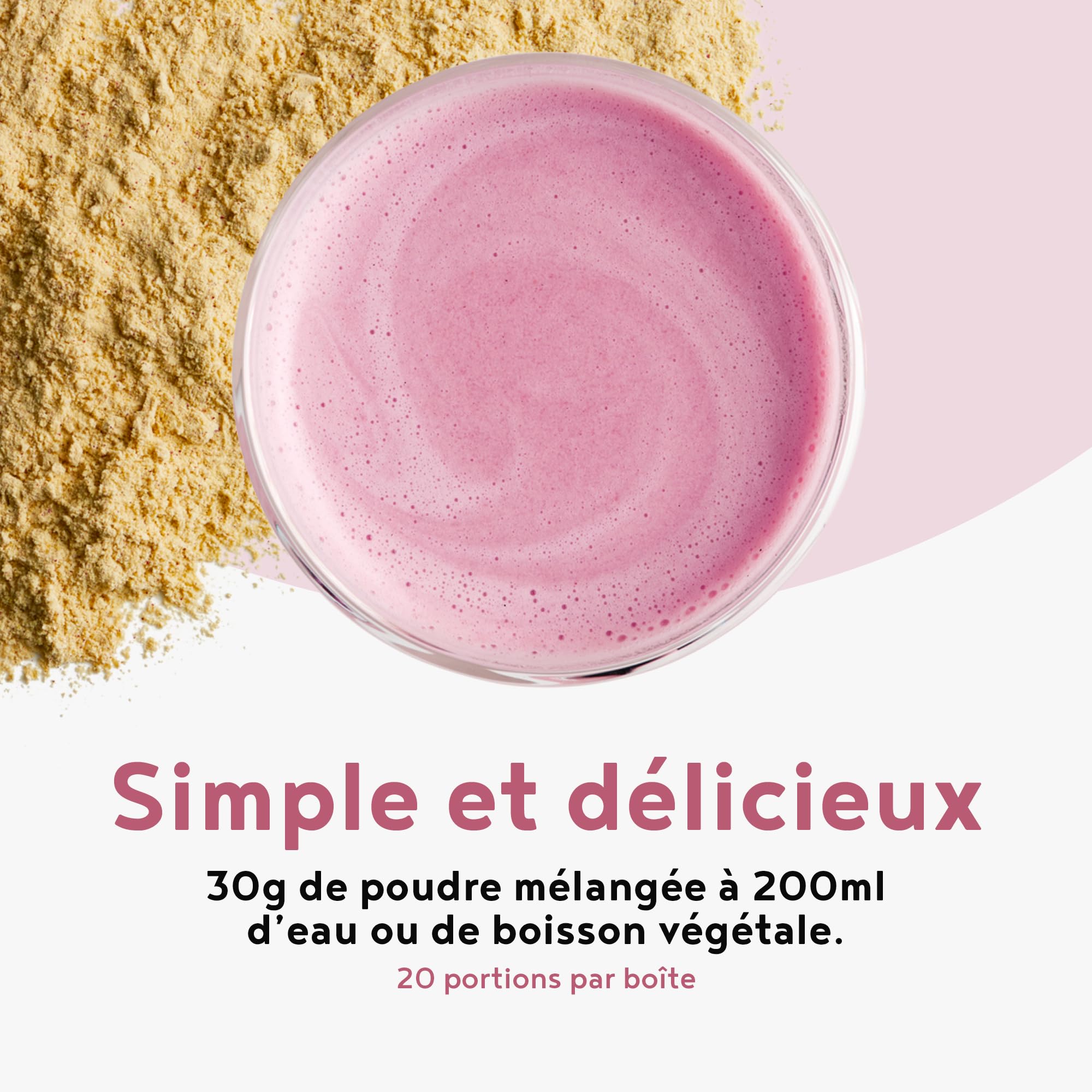 Vegan Protein Shake YOGHURT FRAMBOISE - Protéine végétale de riz germé, pois, graines de lin, amarante, tournesol, pépins de courge - poudre pour un boisson protéinée faible en calorie & glucide