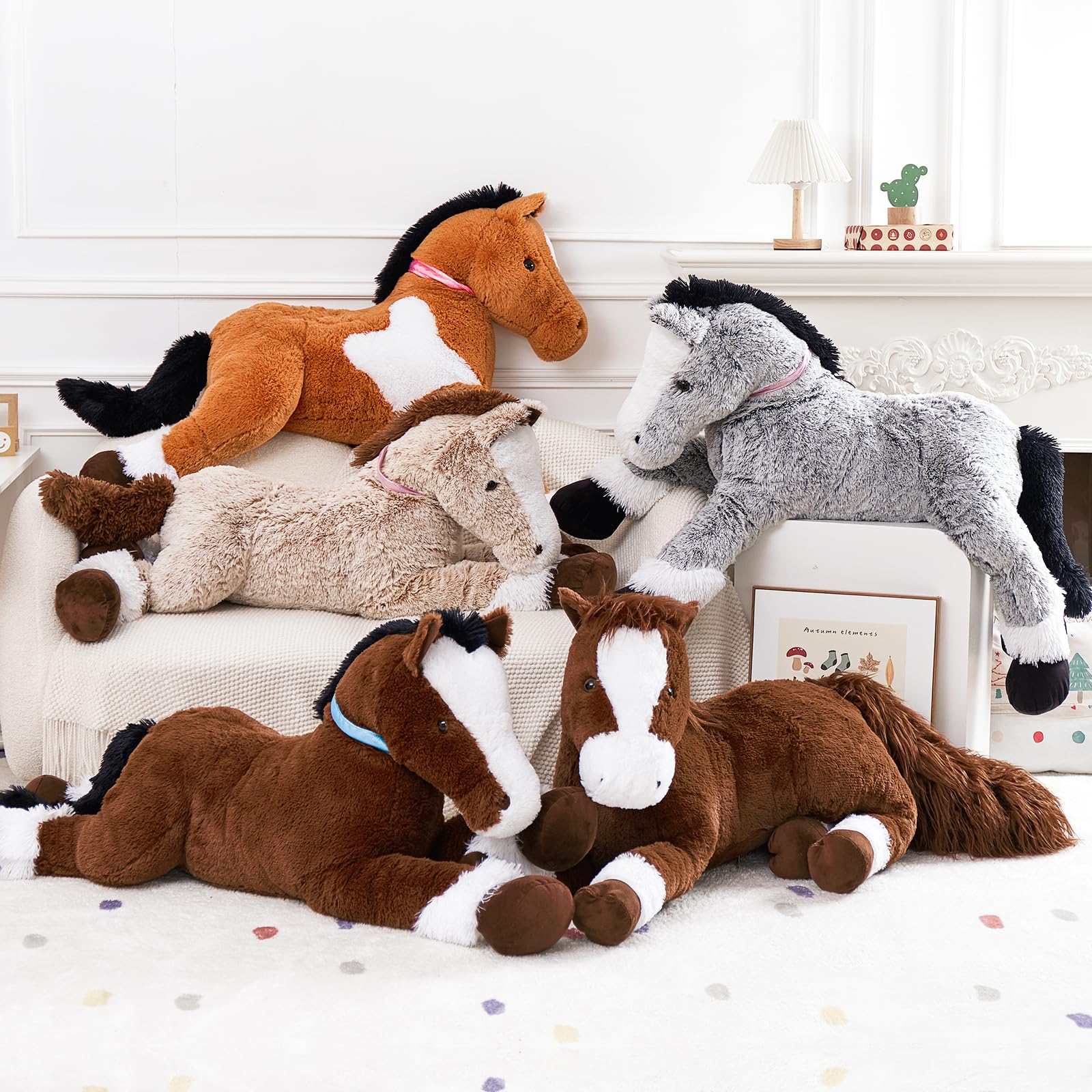 KERTA 35Inches Large Horse Stuffed Animal, 3 Feet Realistic Stuffed Pony Plush Toy, Hugging Soft Chocolate Horse Plush Body Pillow Gift for Kids Girlfriend 7