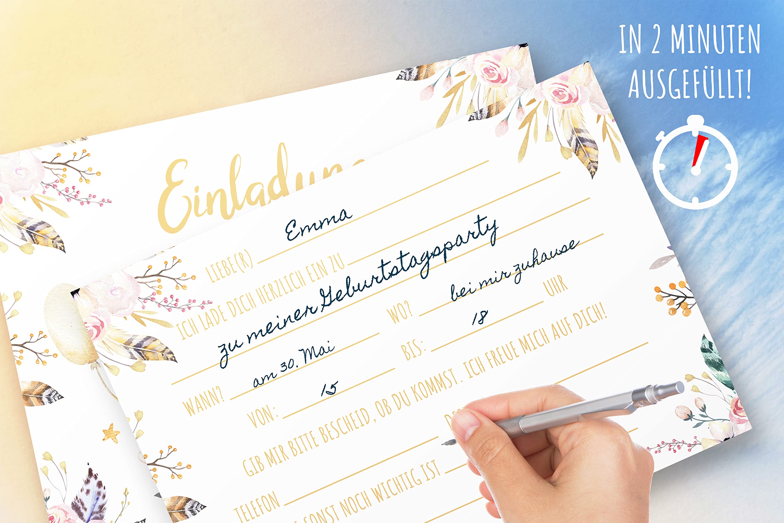 Friendly Fox Lot De 20 Cartes D'anniversaire Pour Enfant - Pour Anniversaire D'enfant - Motif Animaux Aquarelle