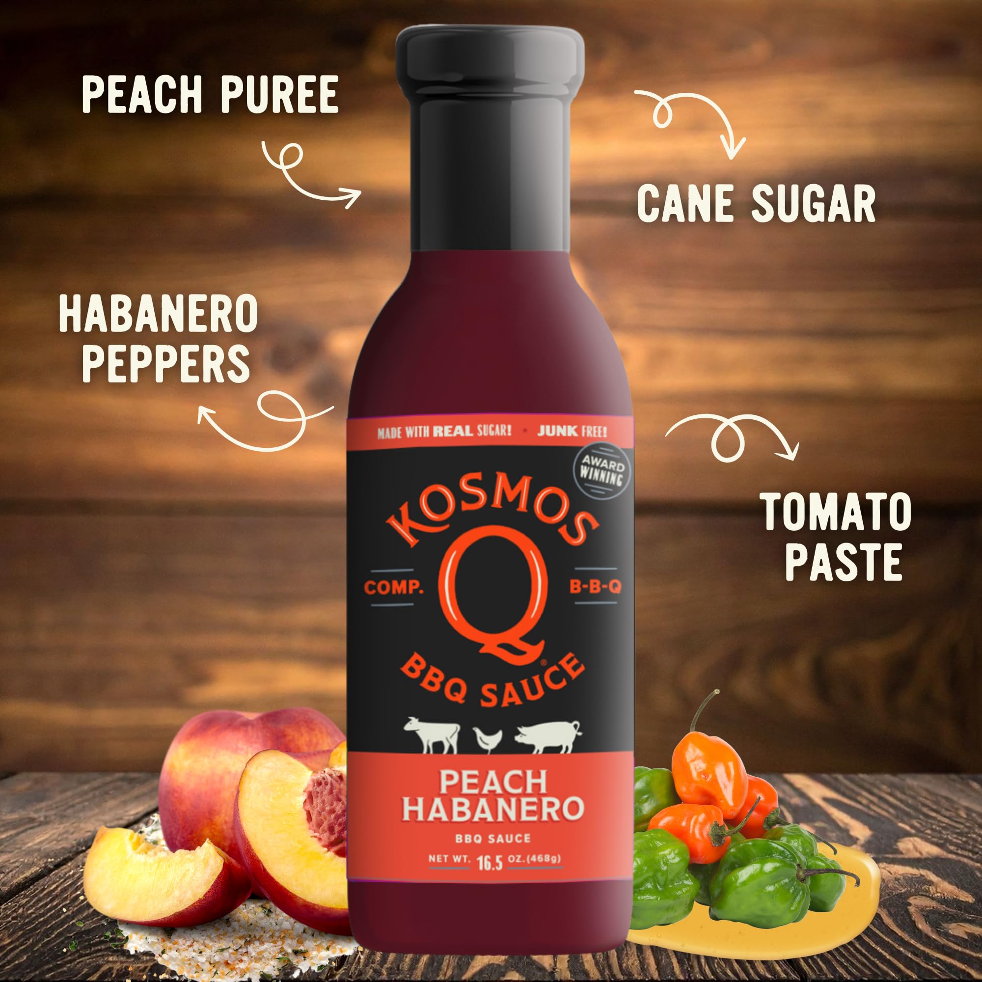 Amazon.com : Kosmos Q Peach Habanero BBQ Sauce, Sweet and Spicy