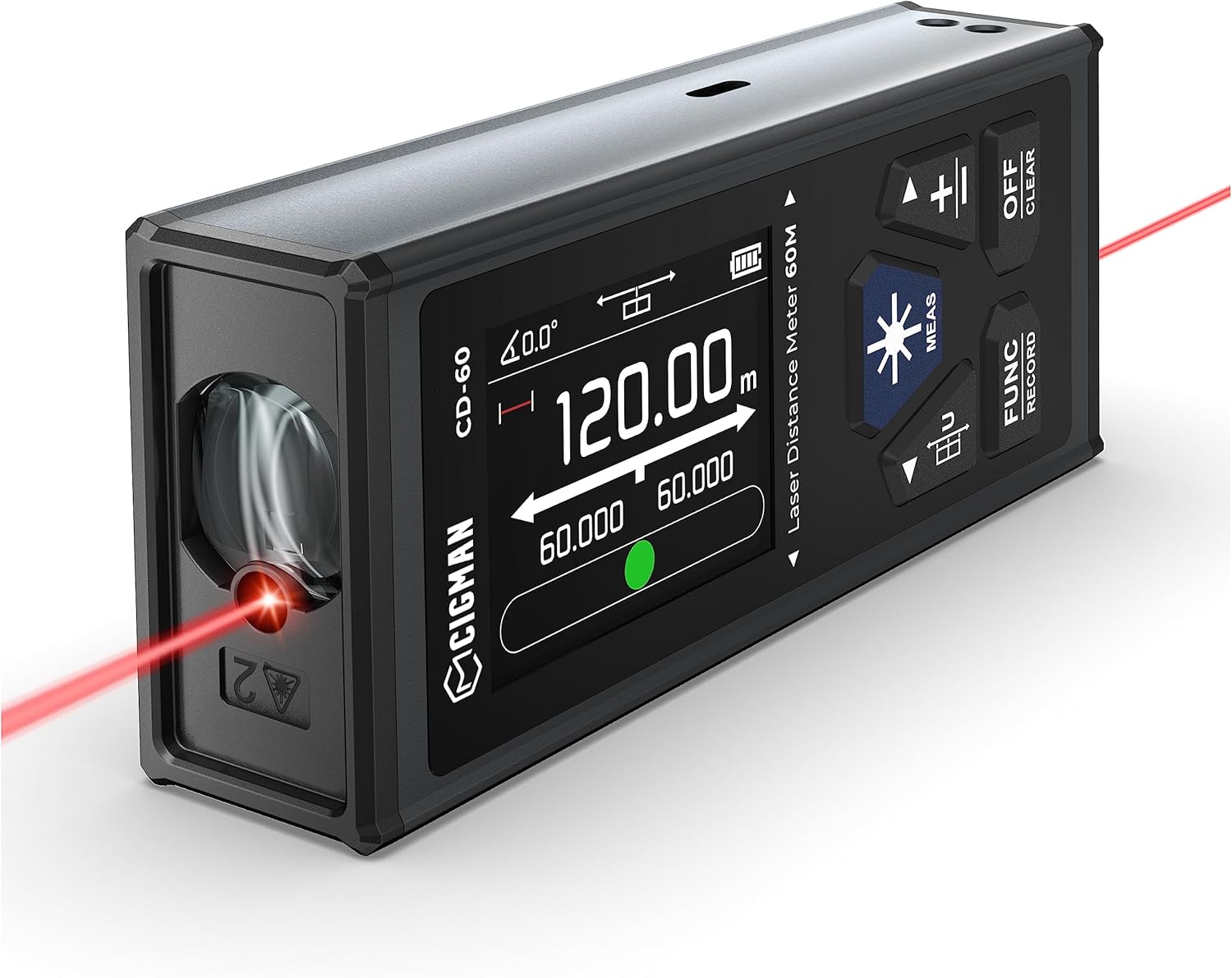CIGMAN Bilateral Laser Measure Device CD60, 120m/393ft Laser Distance