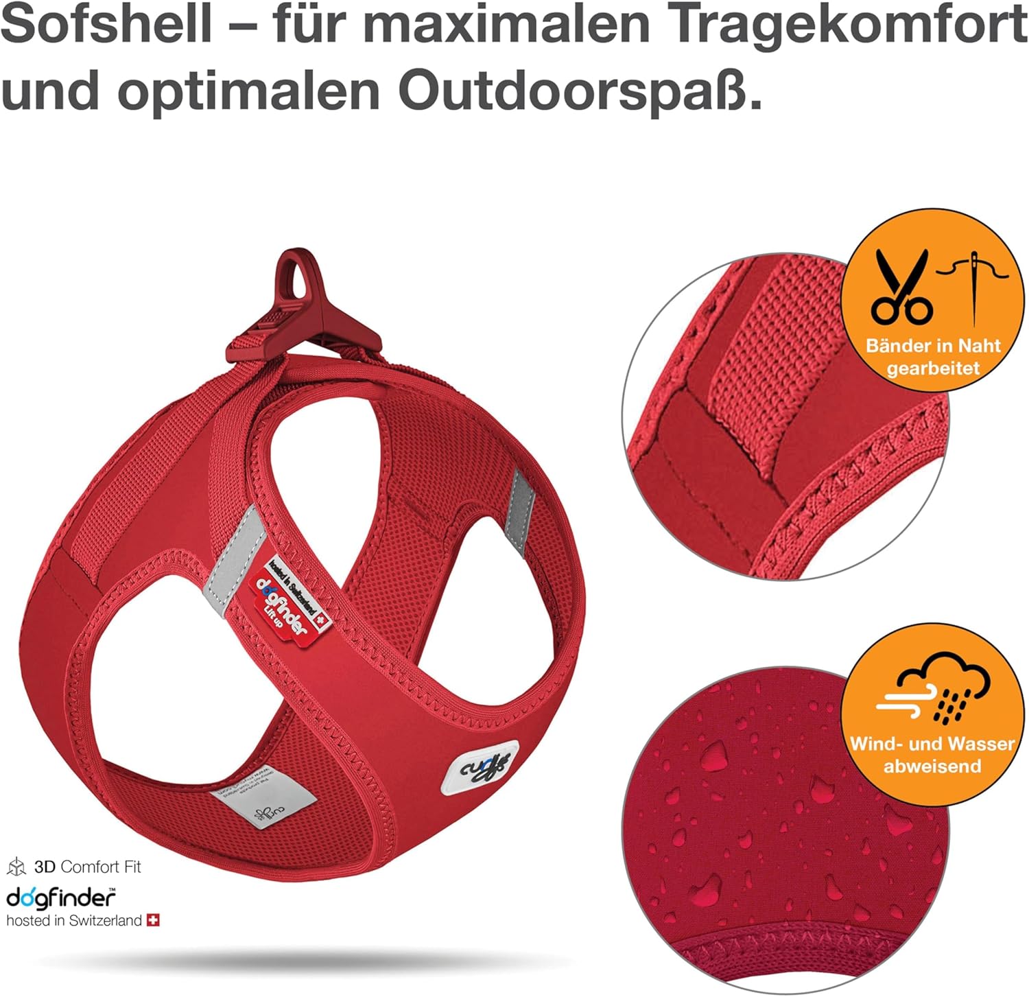 Vest Harness curli Clasp Softshell Red 2XS