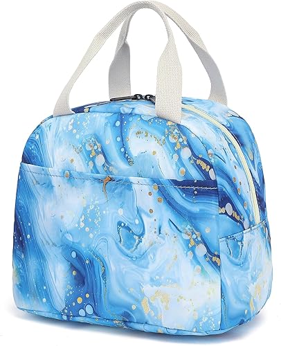 Miniatura 8 de Bolsa de almuerzo para mujeres, reutilizable, aislada, para el trabajo, escuela, picnic, playa (cereza) Cereza,negro (Daisy