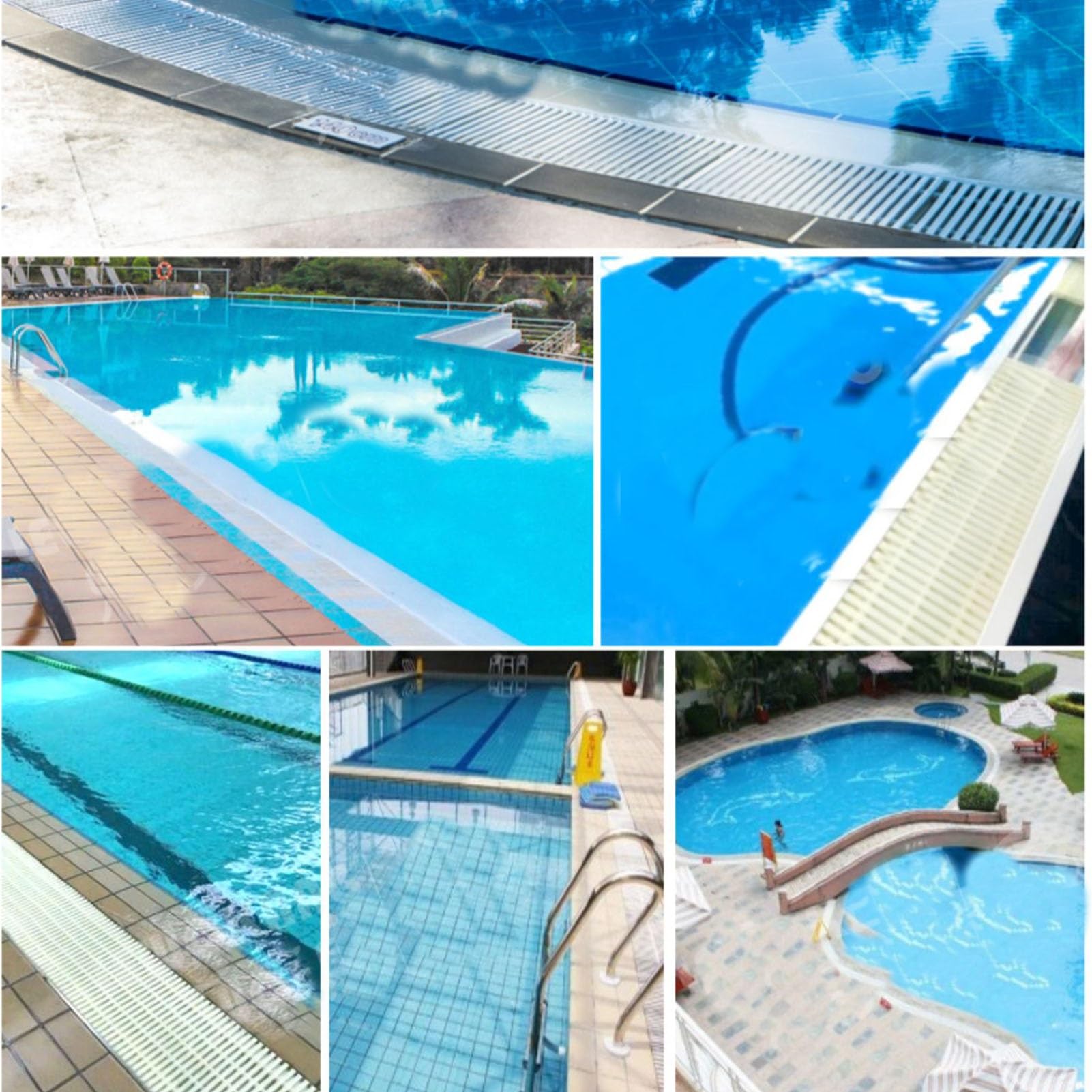 Rejillas para Piscinas, Rejilla de Drenaje para Piscinas, Cubierta de plástico ABS Resistente para entradas de vehículos, Patios y terrazas, 30x100 cm, Paquete de 6 Unidades - Equipo de prot