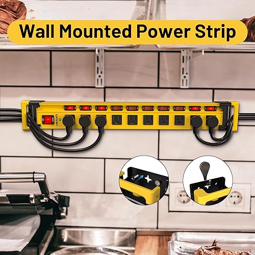 Miniatura 6 de Plug'n Regleta de alimentación de 10 salidas 3300J con interruptores individuales, regleta de alimentación de metal resistente con administrador de