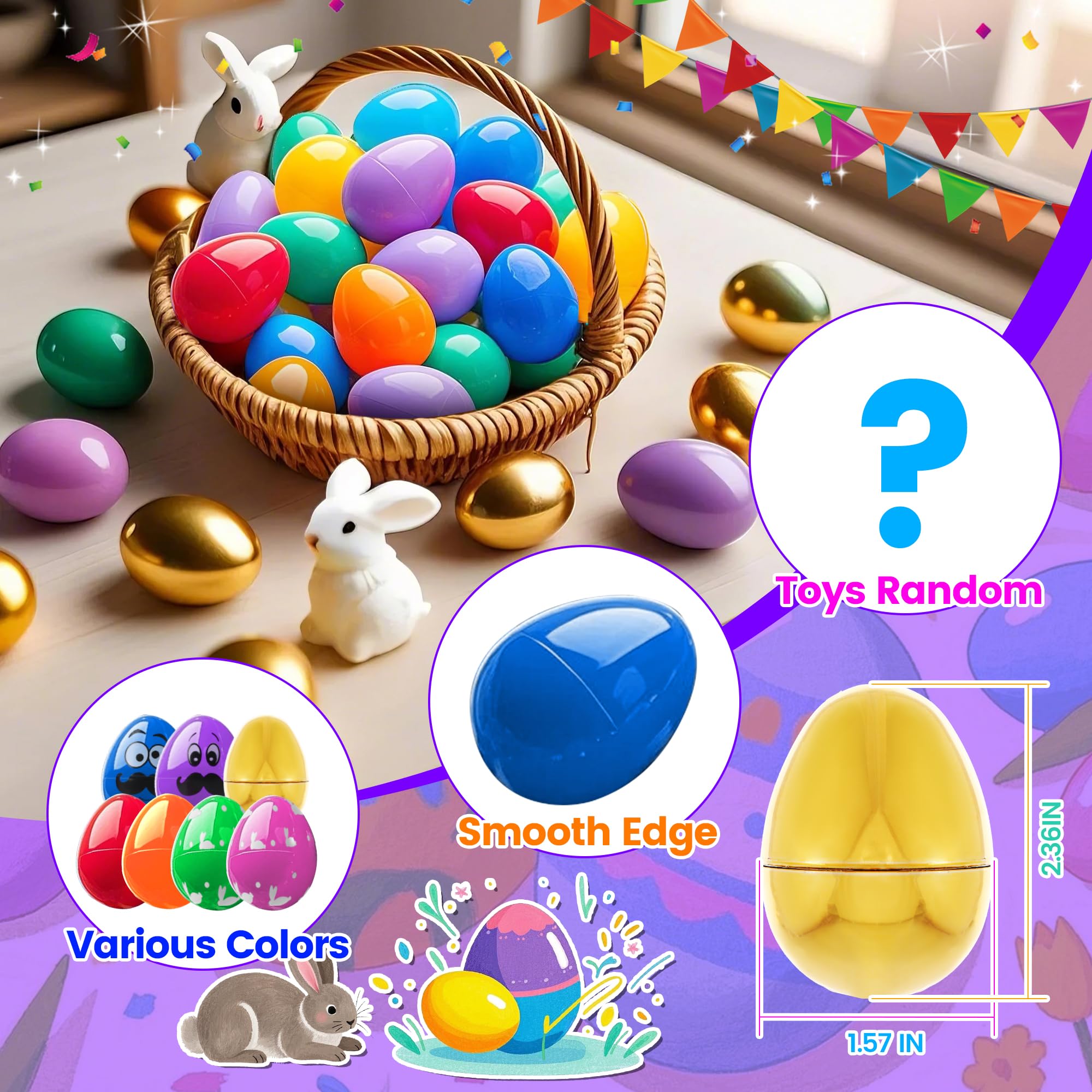 Rose Quartz Crystal Tree 80-Pack Prefilled Easter Eggs With Toys