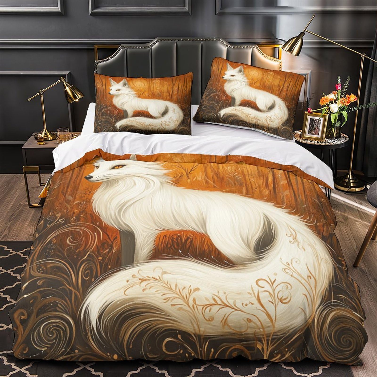 Housse de couette forêt fantastique et renard mystique pour décorer une chambre d'enfant
