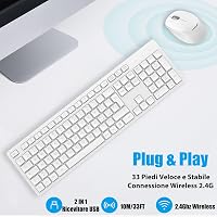 LeadsaiL Wireless Billentyűzet és Egér Szett Numerikus Billentyűzettel, 2.4GHz USB, Fehér 2