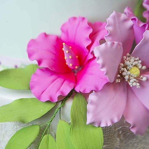 Miniatura 7 de Global Sugar Art Flores de pastel de azúcar de hibisco, rosa intenso, grande, flor de pastel hawaiano, grande, 3 unidades por el chef Alan Tetreault