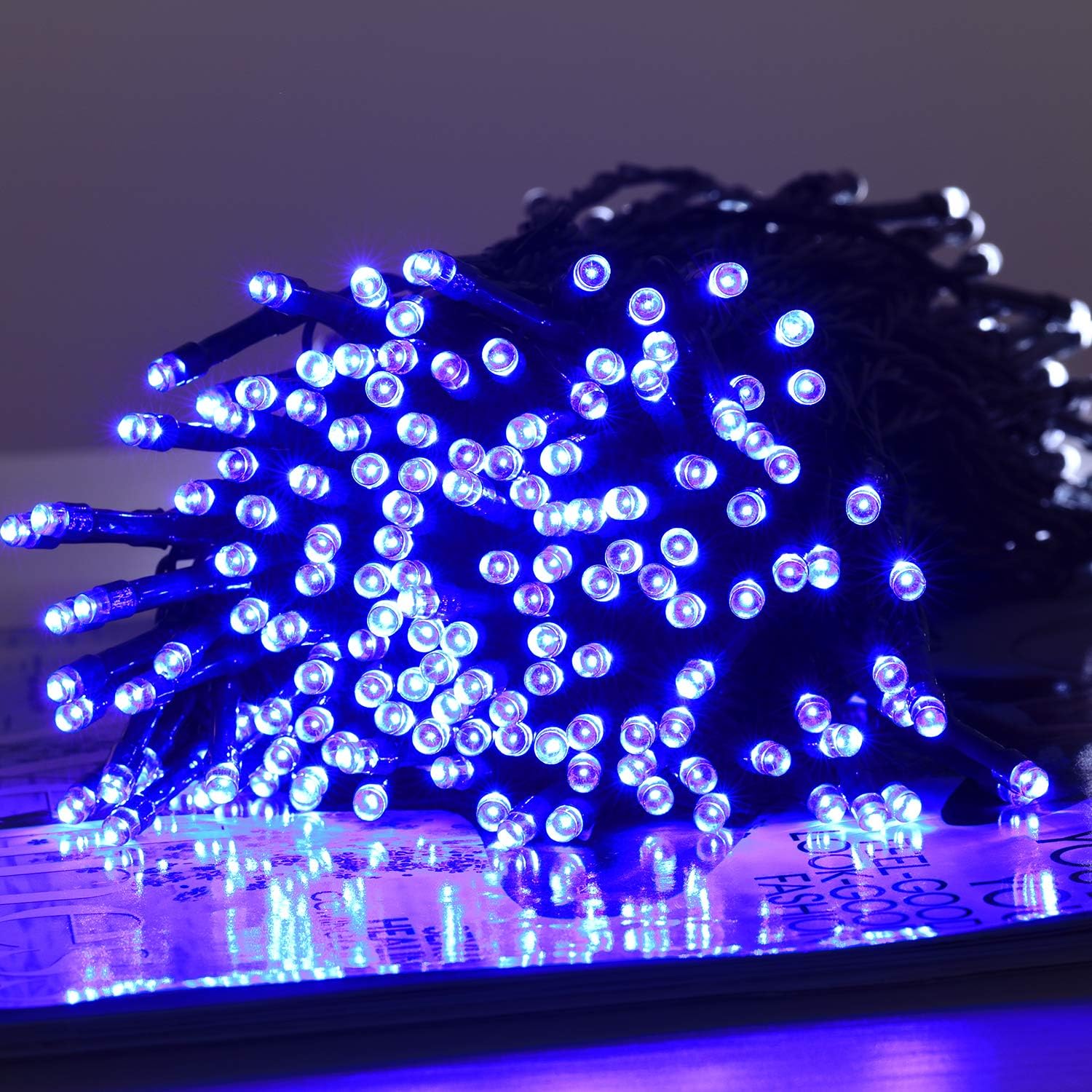 String Lights Avoalre Battery Operated 40m 300 LEDs Fairy Decorative Rope Lights Indoor and Outdoor LED Lightning with 8 Changing Modes for Wedding Xmas Party Birthday Valentine's Day (Blue and White)