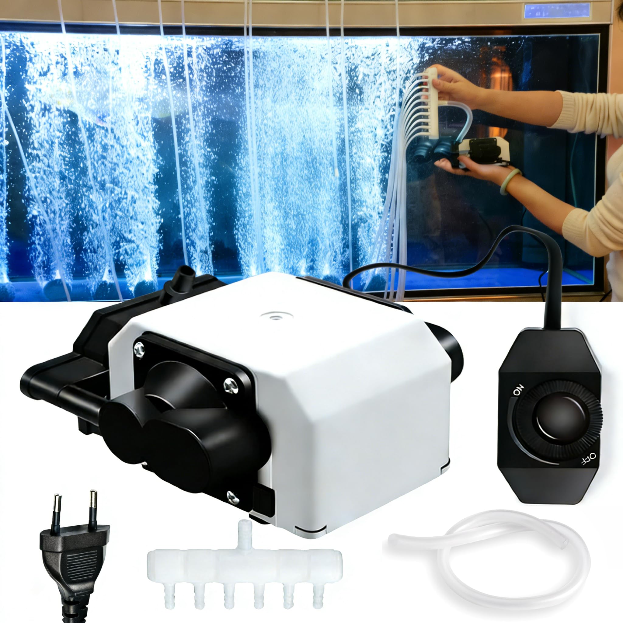 Air Assist Laser 55L/min für Lasergravierer, 25W Magnet-Schwebetechnik Luftpumpe mit einstellbarem Luftstrom, Aluminiumgehäuse Leise Luftunterstützung für Graviermaschine, Aquarium Luftpumpe
