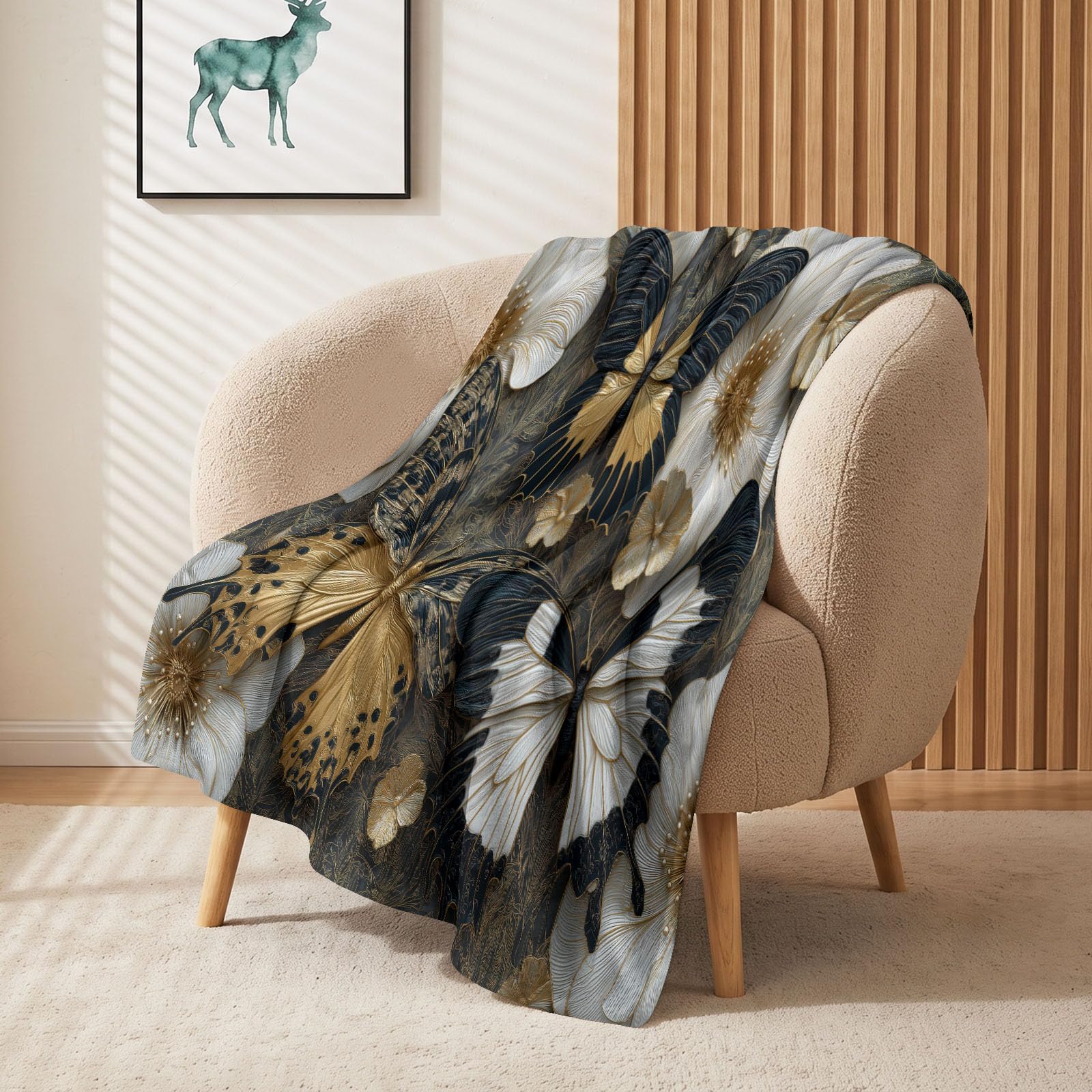 Akwarelowy koc flanelowy szczotkowany 180x200 cm