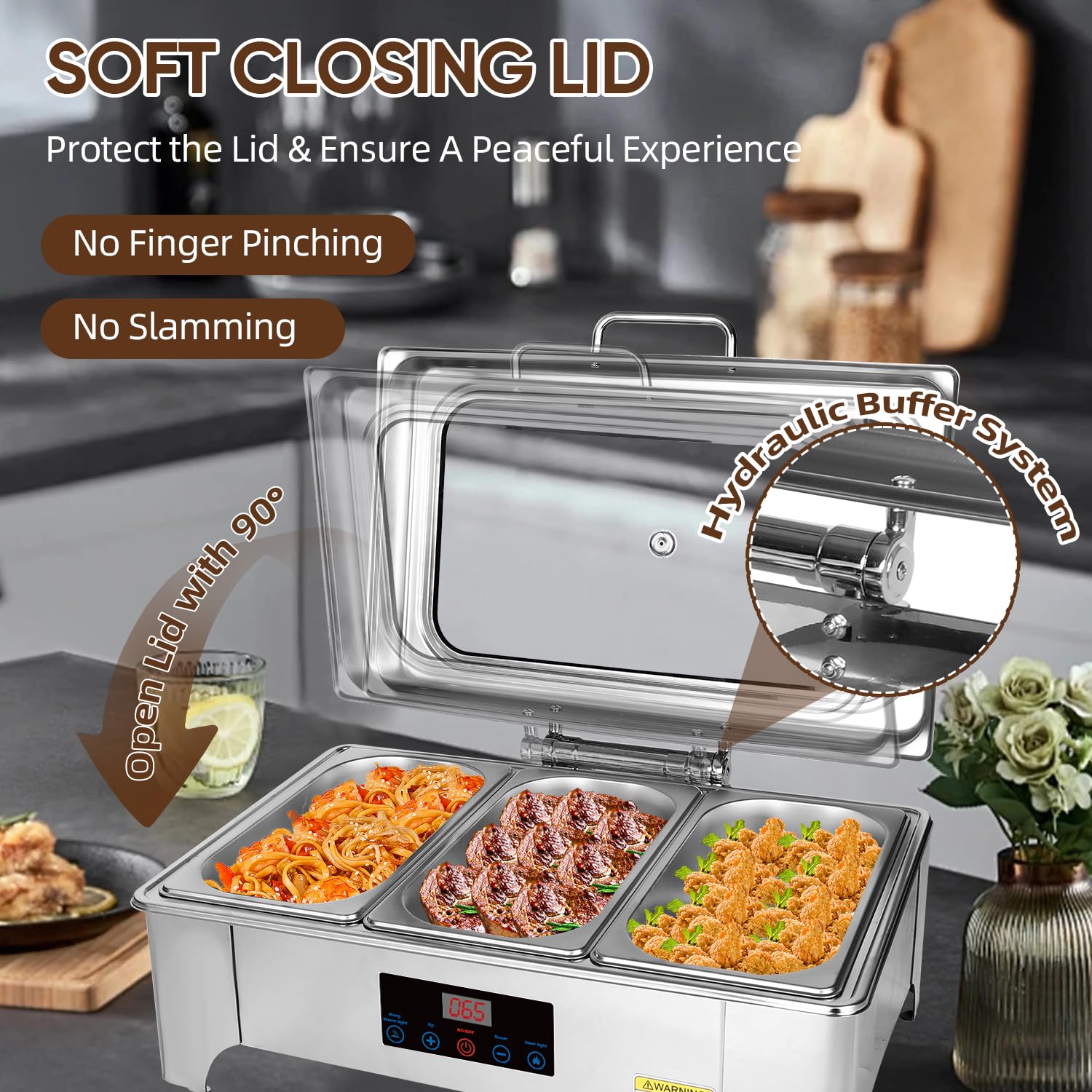 Juego de platos de trituración eléctricos: plancha de acero inoxidable con control de temperatura (tercer tamaño)