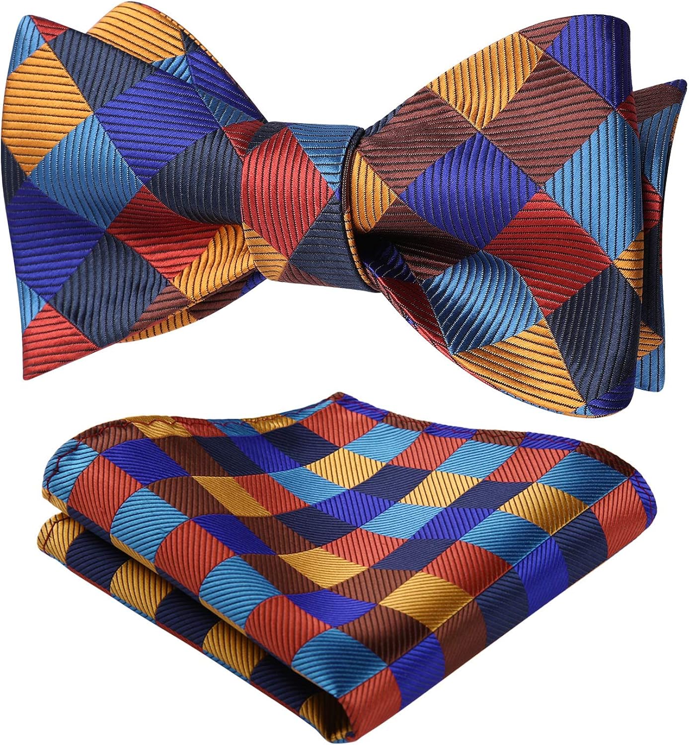 HISDERN setsense Hombres de cuadros Jacquard tejido Self pajarita Set