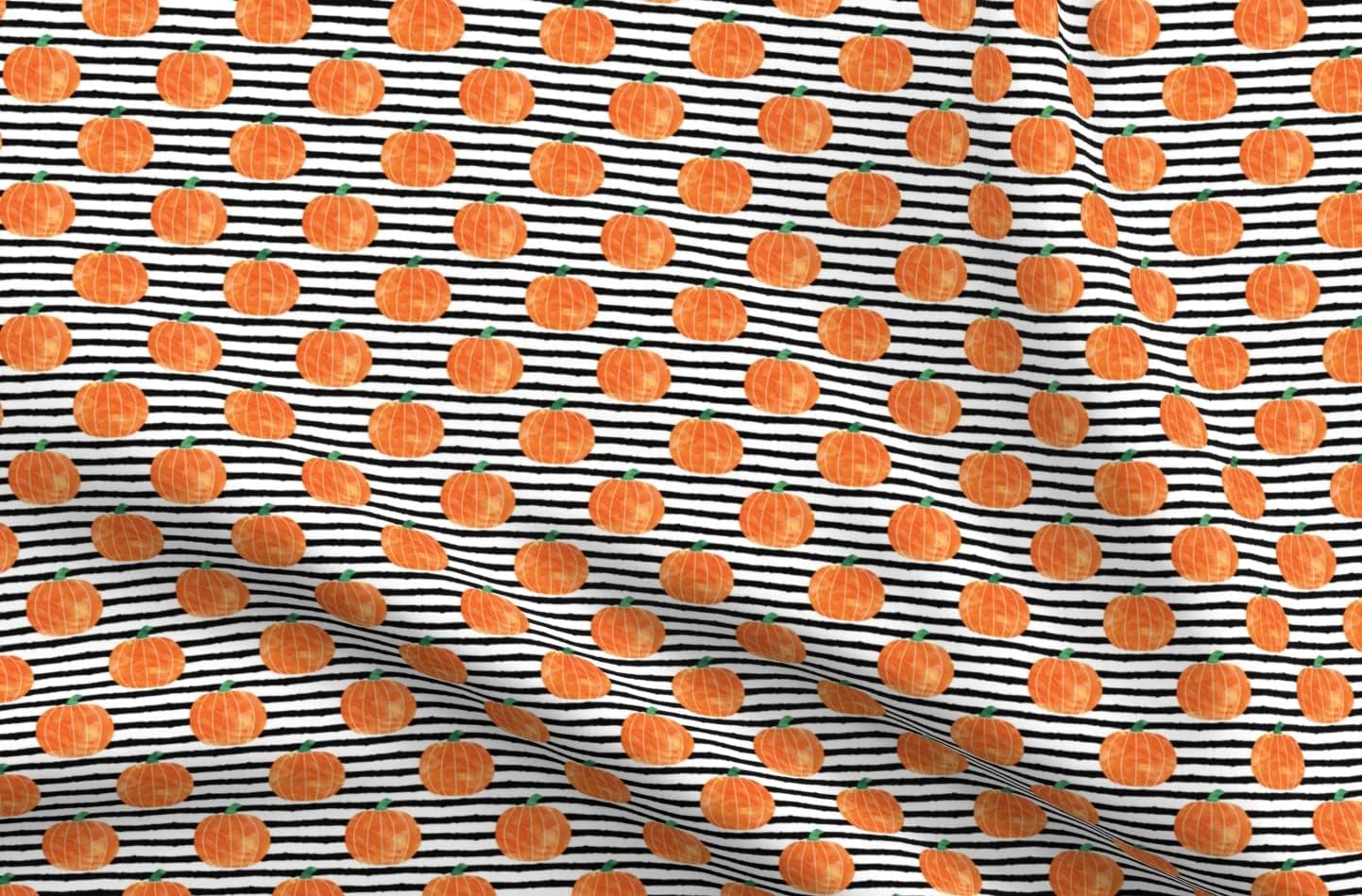 Spoonflower Fabric - Watercolor Pumpkins Stripes Pumpkin Halloween Trendy Orange Black Printed on Upholstery Velvet Fabric Fat Quarter - Upholstery Home Decor Bottomweight Apparel