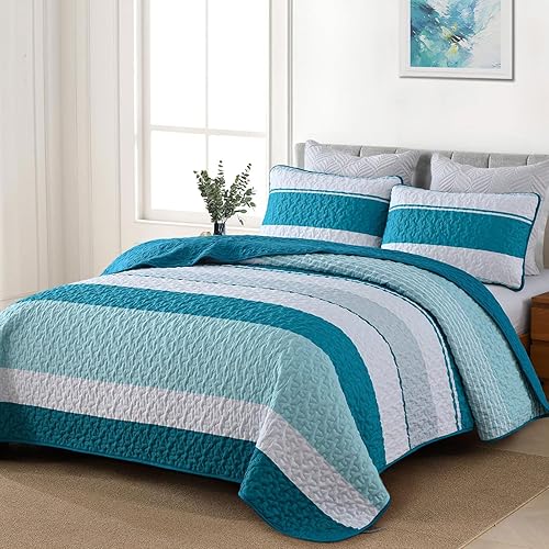 Vista 156 de Juego de edredón gris tamaño King, colcha de cultivo bohemio de otoño a rayas, juego de ropa de cama de microfibra bohemia de 3 piezas, colcha Gris