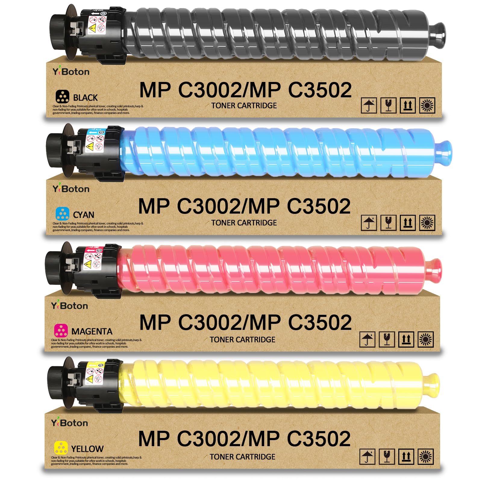 High Yield MP C3002 MP C3502 Toner Cartridge 4-Pack | Replacement for Ricoh MP C3502 MP C3002 841735 841736 841737 841738 for Aficio Savin MPC3002 MPC3502 Printers