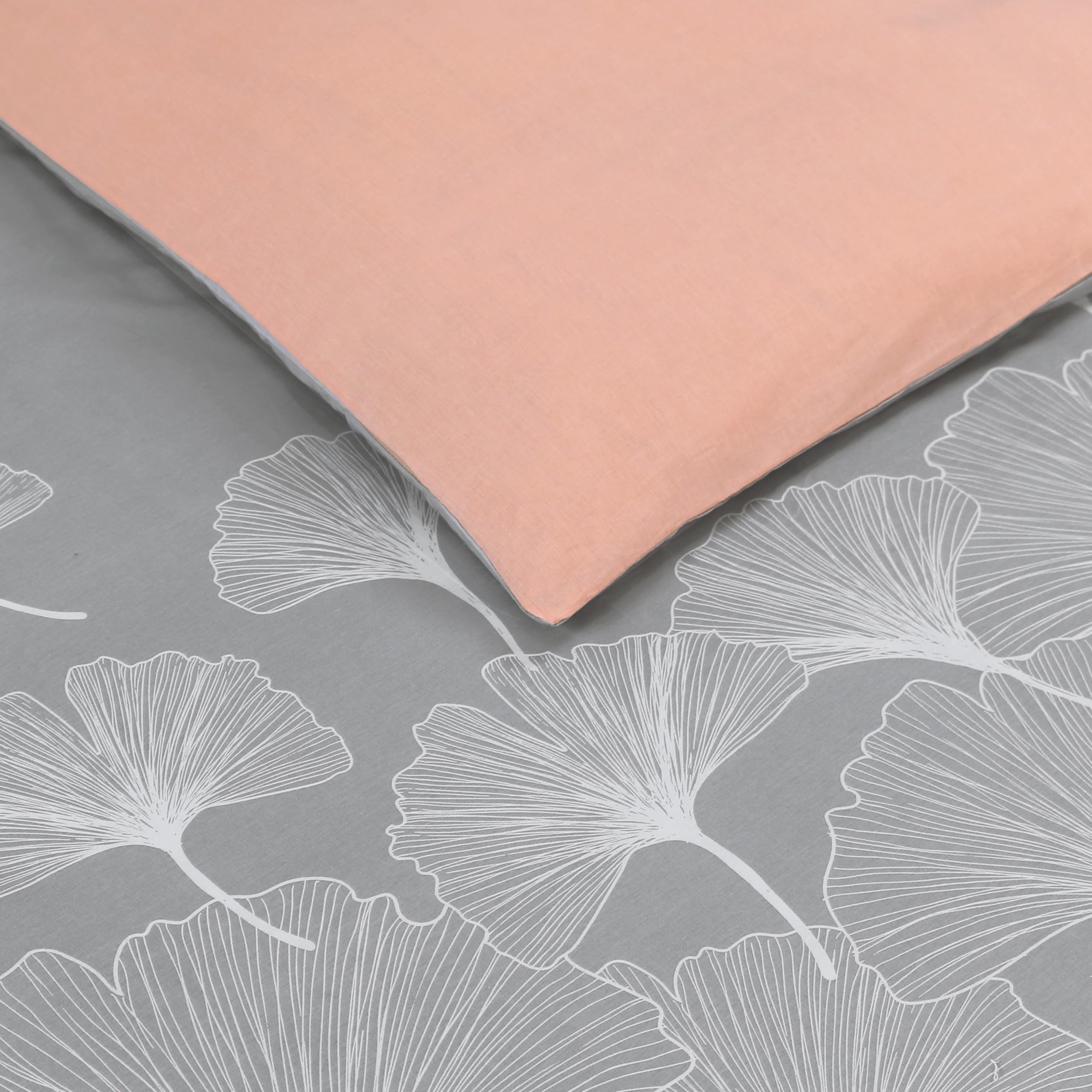 VISION - Set copripiumino reversibile Ginko Grigio – Set copripiumino 140 x 200 cm con 1 federa per cuscino per letto singolo – 100% cotone …