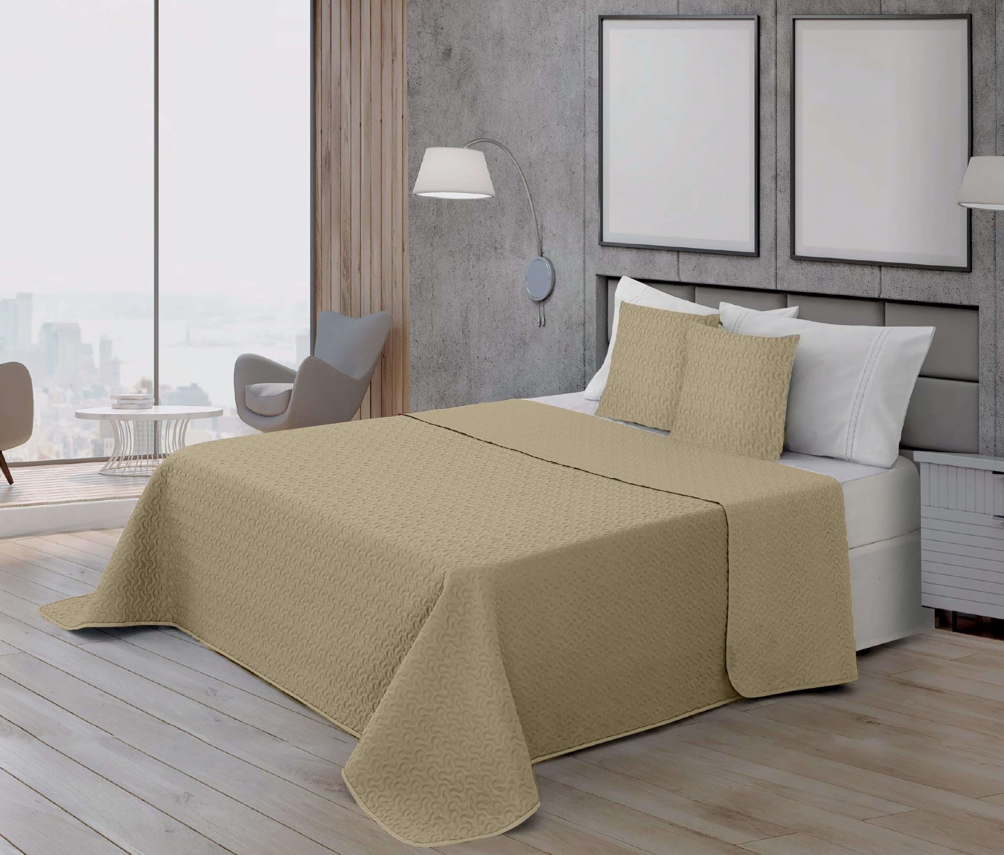 BELUM | Bouti Micro-Saten Bedspread 100 g Stone Model for 135 cm Bed (235 x 270 cm) Extra Soft Bouti Bedspread for Spring, Summer, Autumn and Winter