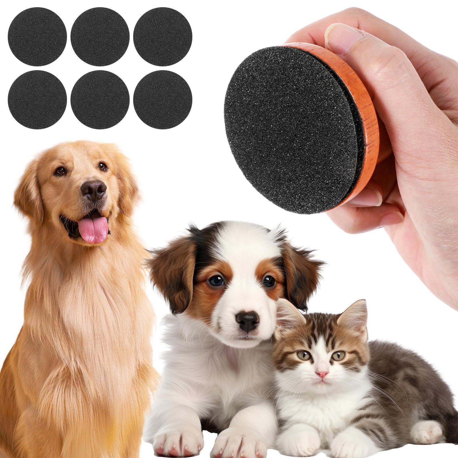 Dog Nail File with 6Pcs Replaceable Filing Disc, Dog Scratch Board for Safe and Easy Nail Care, Dogs Nails Scratch Board Ensures Smooth and Healthy Nails for Dogs and Cats