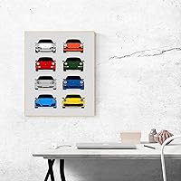 Vista 5 de Porsche 911 Generations Inspired Car Poster - Handmade Print of 901, G Series, 964, 993, 996, 997, 991, 992 - Multi, 24x36" Metallic Print