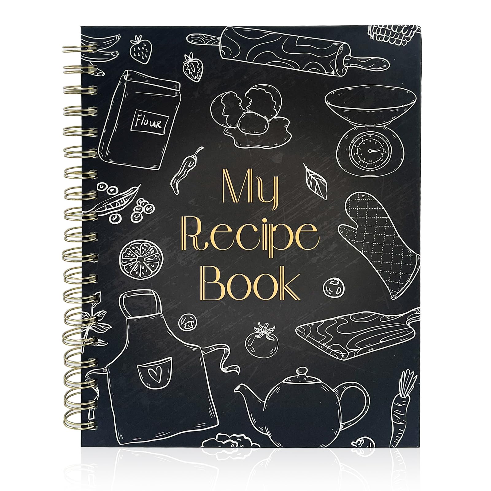 ZHIJIANHZ Blank Recipe Book to Write in Your Own Recipes,Empty Cookbook Journal,80 Pages Hardcover 7.3" x 10" for Family Recipe Keeper, Black Cover