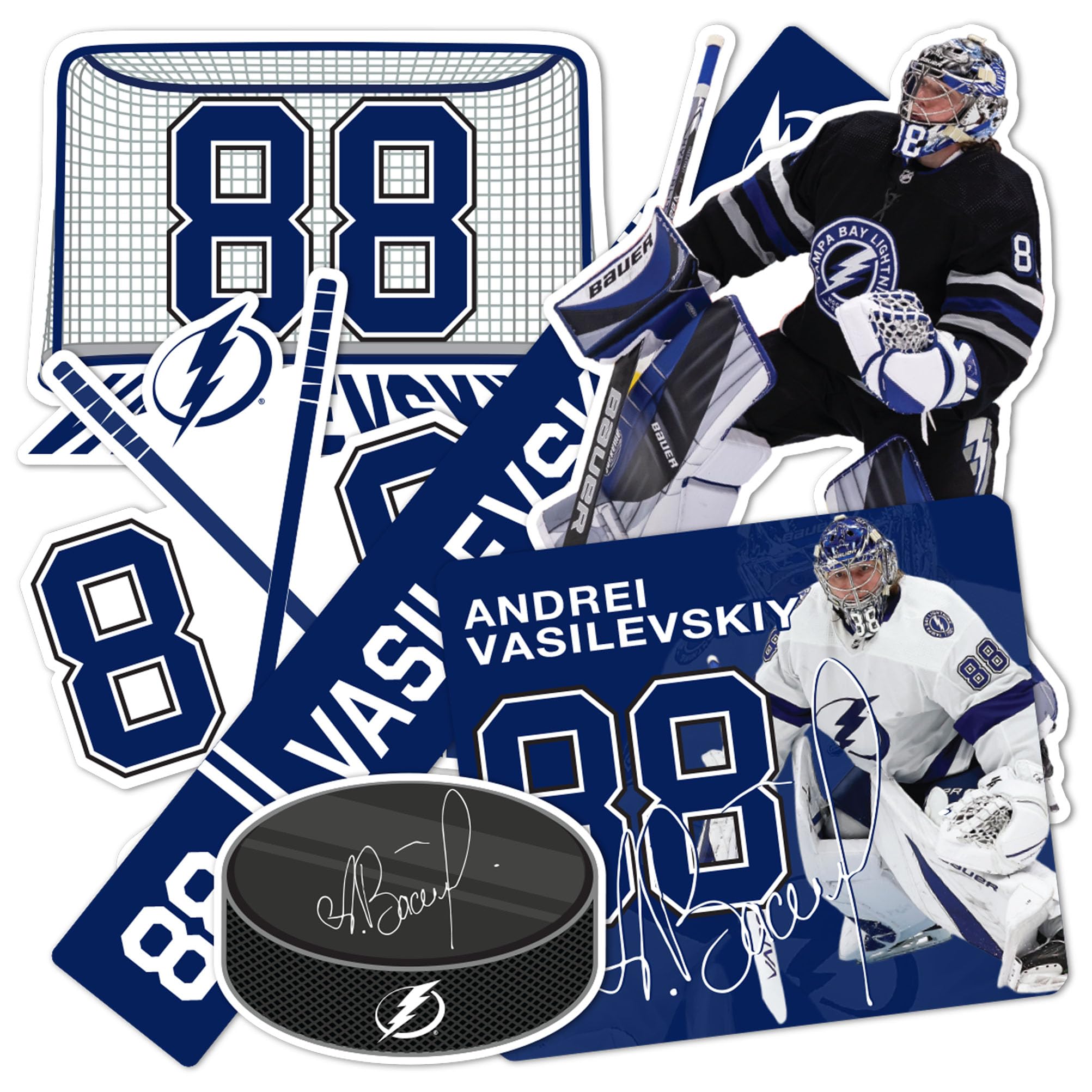 Sticker Andrei Vasilevskiy Tampa Bay Lightning NHL autocollant vinyle pour gourde et ordi