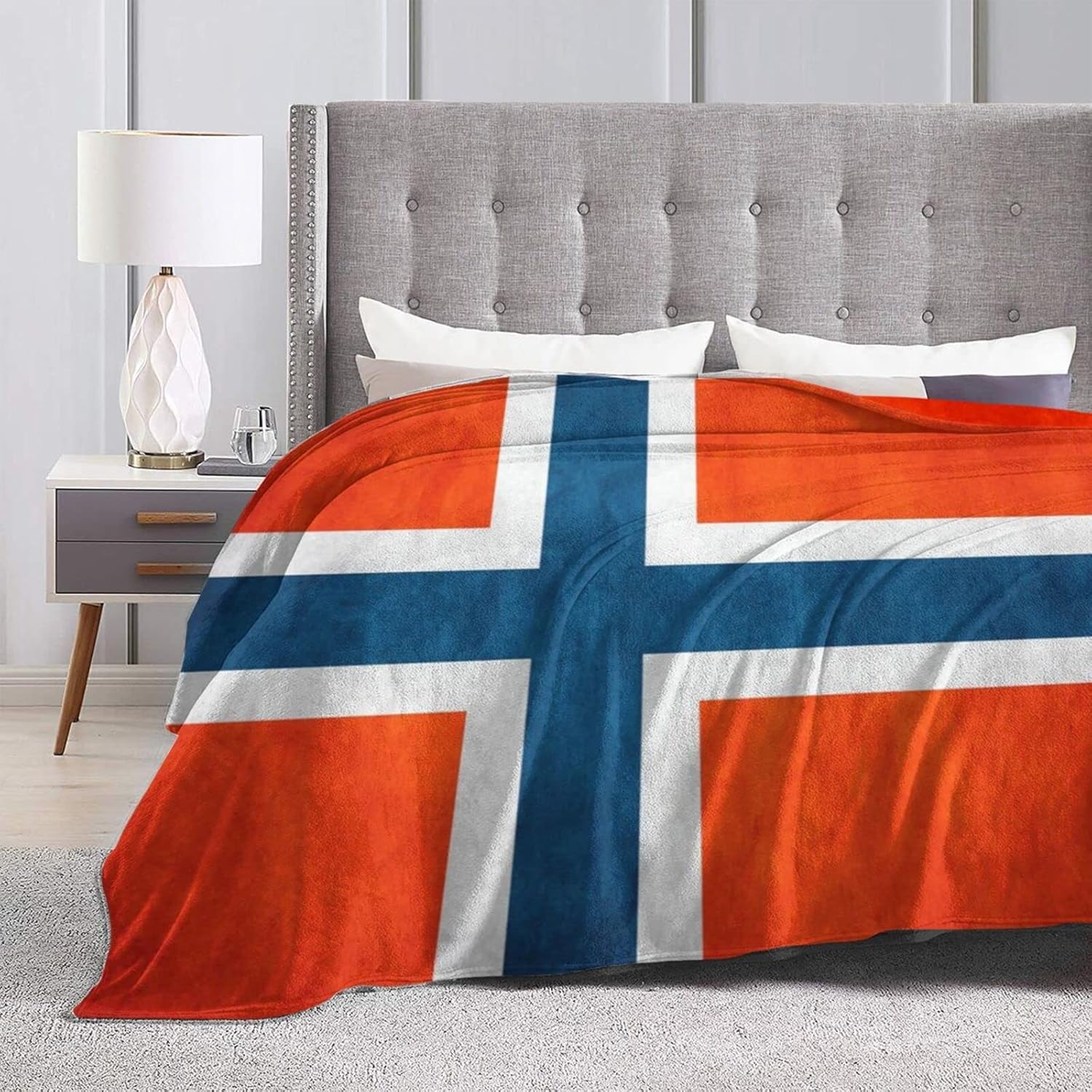 Norway Flag Ultra-Soft Micro Fleece Blanket Throw Blanket Warm Blanket Throw Blanket Ultra Soft Thick Bed Blanket 80"X60"