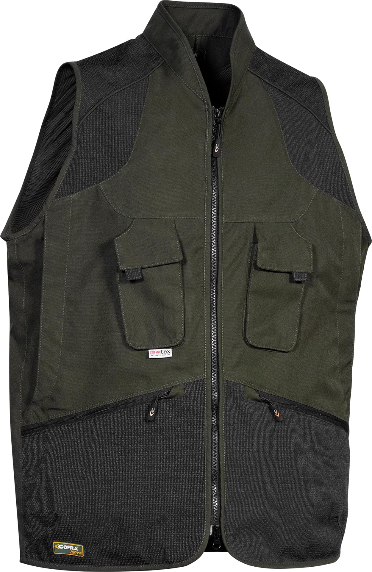 COFRA WULFEN (03 FANGO/NERO) TAGLIA XL Gilet antivento idrorepellente caccia pesca agricoltura in tessuto antiabrasione con tasche e cartuccera