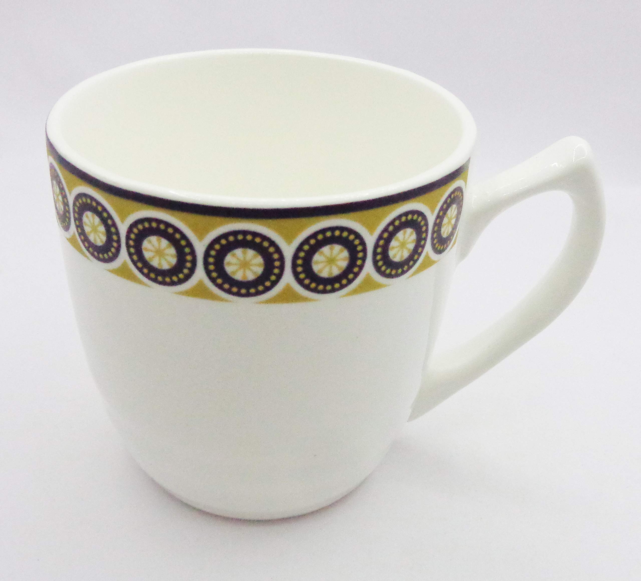 S S Ceramics Set of 6 Coffee Mugs Designer Collection Fine Bone China Ceramics Tableware, Premium Tea/Coffee Cups (Set of 6 Mugs in a Box) 220ML/CUP (White)