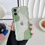 DEFBSC for iPhone 15 Case, Cute Clear Wavy Art Design Aesthetic Pattern Phone Case for Women Girls, Wave Frame Durable Protective Cover Full Camera Protection Bumper for iPhone 15, Green