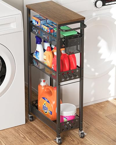 XYZLVSI 4 Tier Slim Storage Cart Laundry Room Organizer for