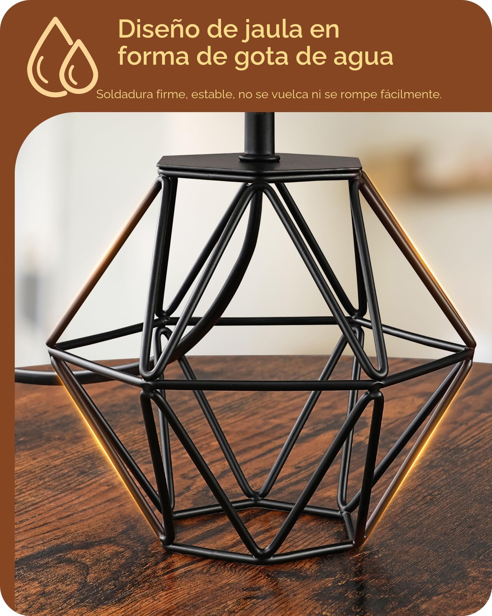 EDISHINE Lámpara Mesita Boho, Pantalla Cuerda Papel, Base Metal, Negro | Pantalla Cuerda Papel Tejida, Aspecto Rejilla Metal, Casquillo E14, Blanco Cálido 2700 K, para Dormitorio, Salón