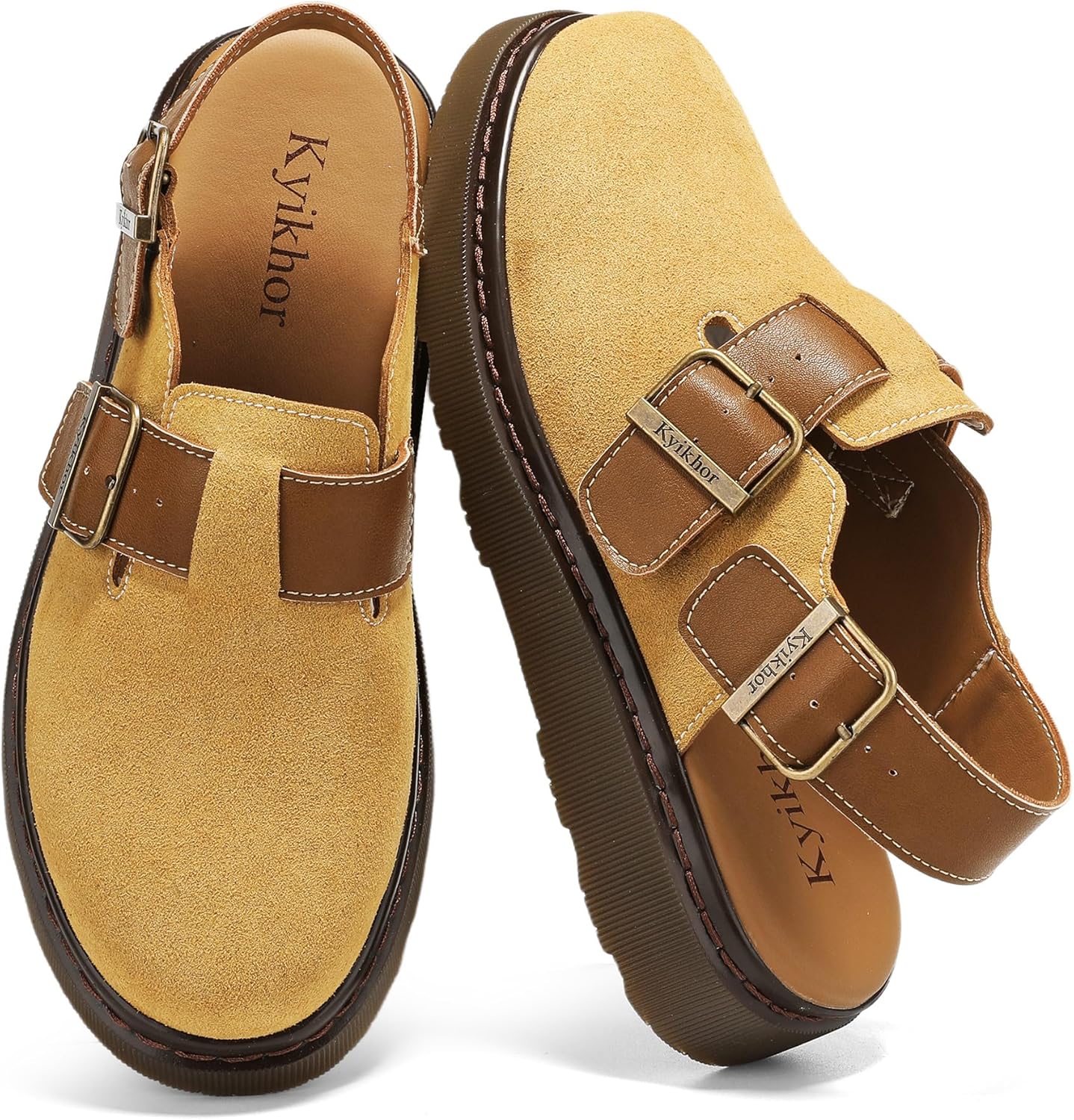 Women's Suede Leather Loafer Slip-Ons|Genuine Suede Clogs for Women|Comfort Footbed Leather Mules Potato Shoes with Back Strap|Cute Office Casual Dress Shoes