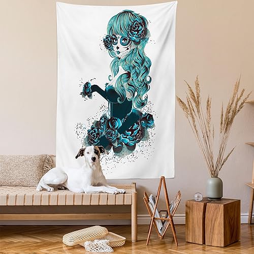 Miniatura 208 de Ambesonne Tapiz gótico, patio con hiedra encantada en la puerta antigua al bosque, colgante de pared ancho para dormitorio, sala de estar, 2-Verde